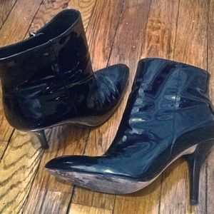 Via Spiga Patent Leather Ankle Booties